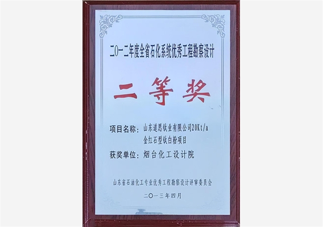 2012年度全省石化系统优秀工程勘察设计